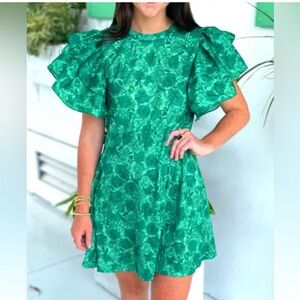Zara Green Floral Print mini dress